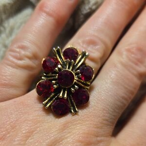 Vintage Czech Glass Adjustable Ring